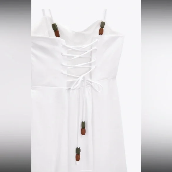 White Spaghetti Strap Midi Dress - Picture 6 of 10